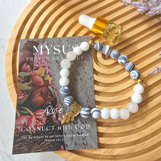 Rose - Natural stone PRAYER bracelet