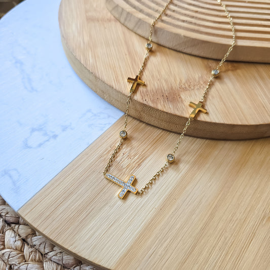 Cross Rhinestone pendant necklace
