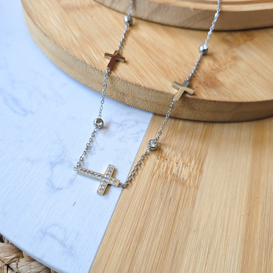 Cross Rhinestone pendant necklace