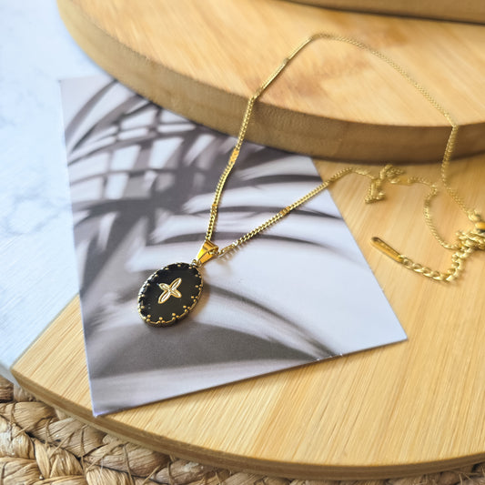 Black vintage cross necklace