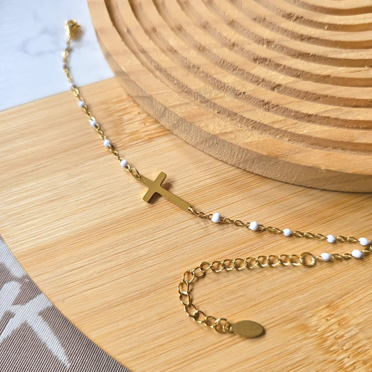 Bead white  cross Bracelet