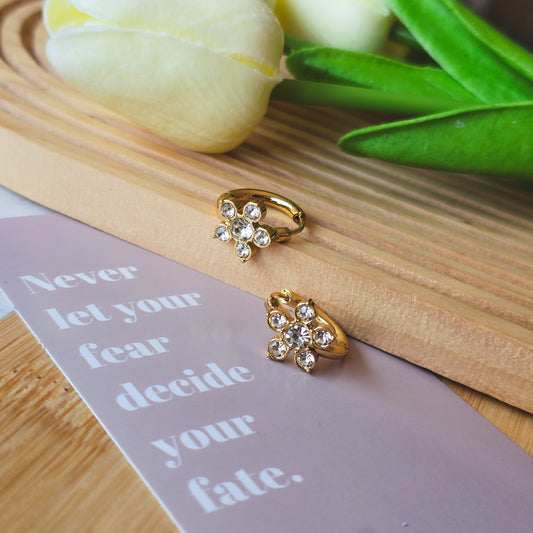 Floral white  Rhinestone earrings