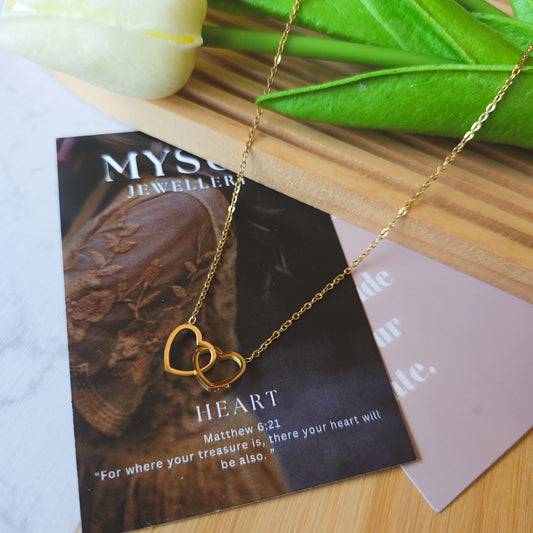 Hold on Heart gold necklace