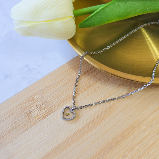 Heart mustard seed necklace