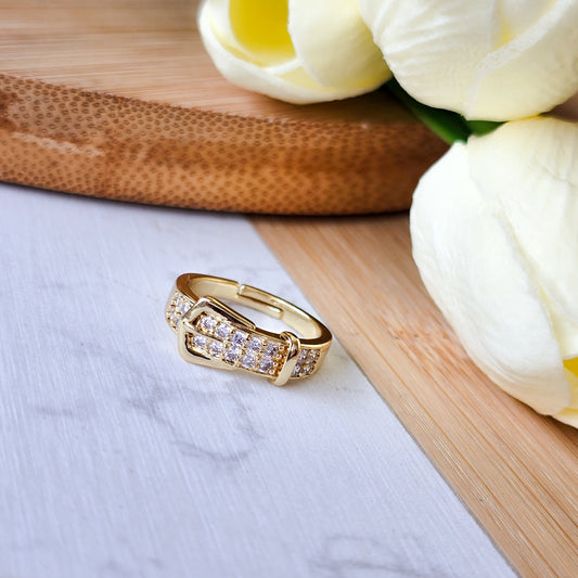 Belt Gold Rhinestone ring