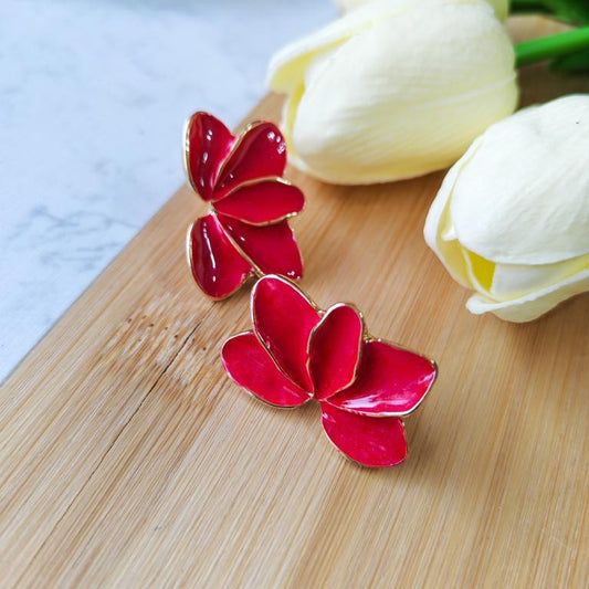 Red Leaf stainless steel earrings