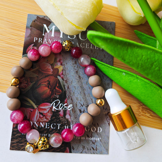 Rose - Natural stone PRAYER bracelet