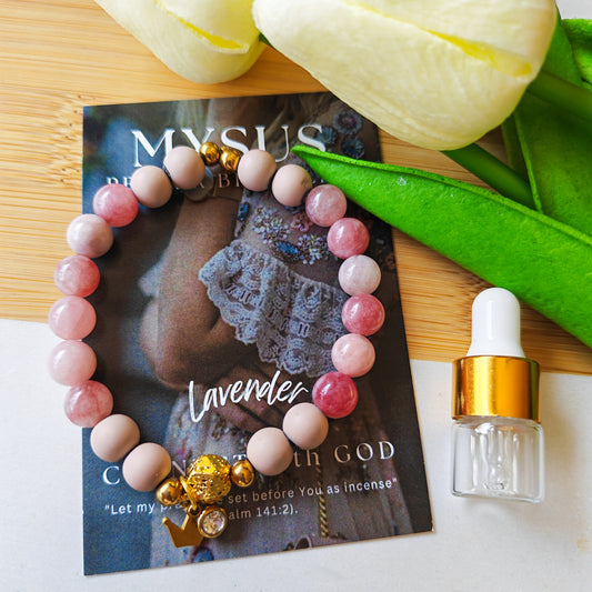 Lavender - Natural stone PRAYER bracelet