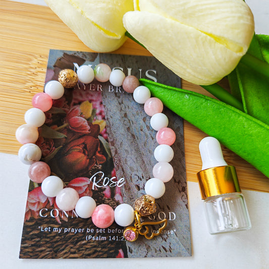 Rose - Natural stone PRAYER bracelet