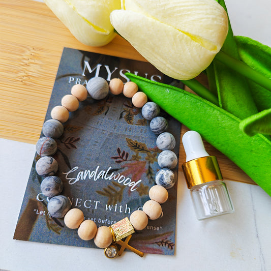 Sandalwood - Natural stone PRAYER bracelet