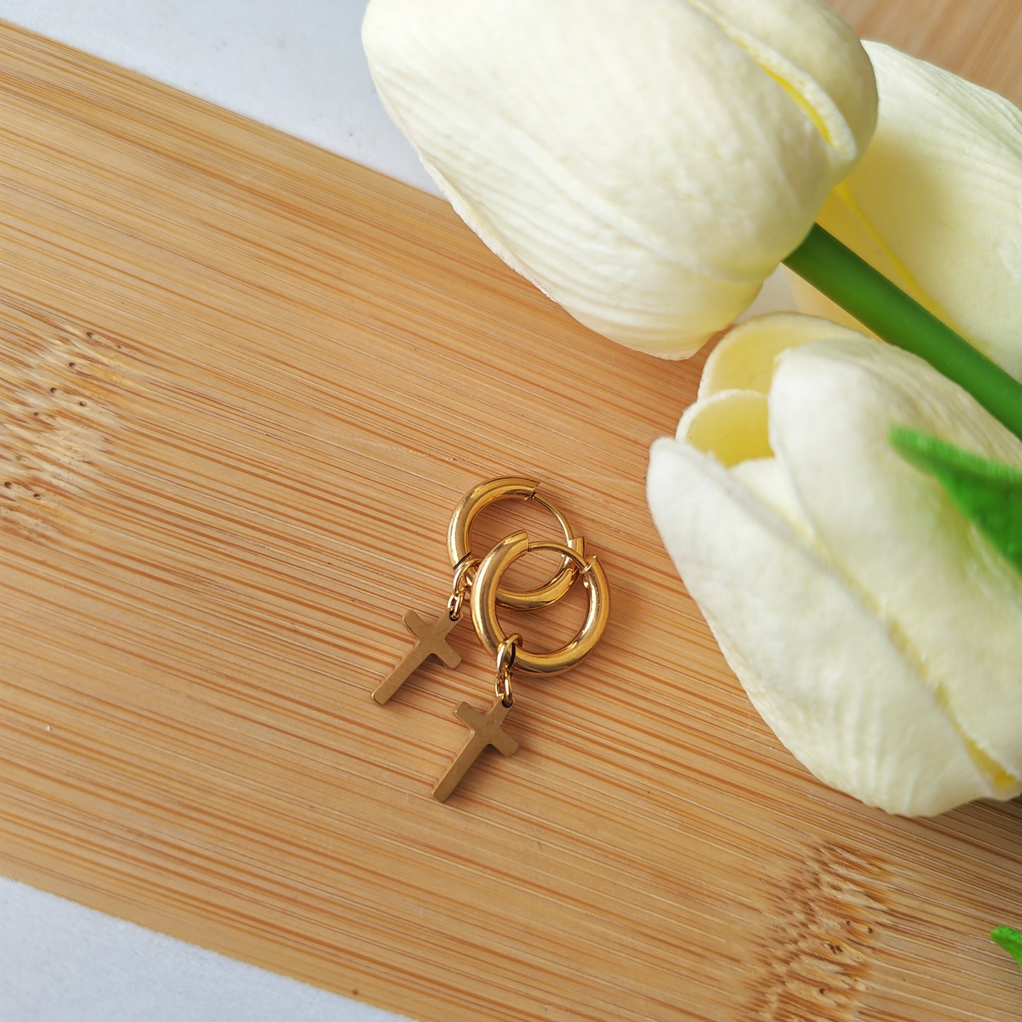Cross hoop earrings GOLD