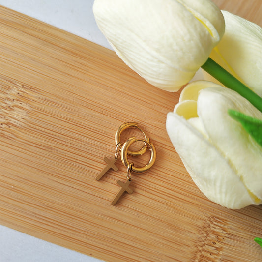 Cross hoop earrings GOLD