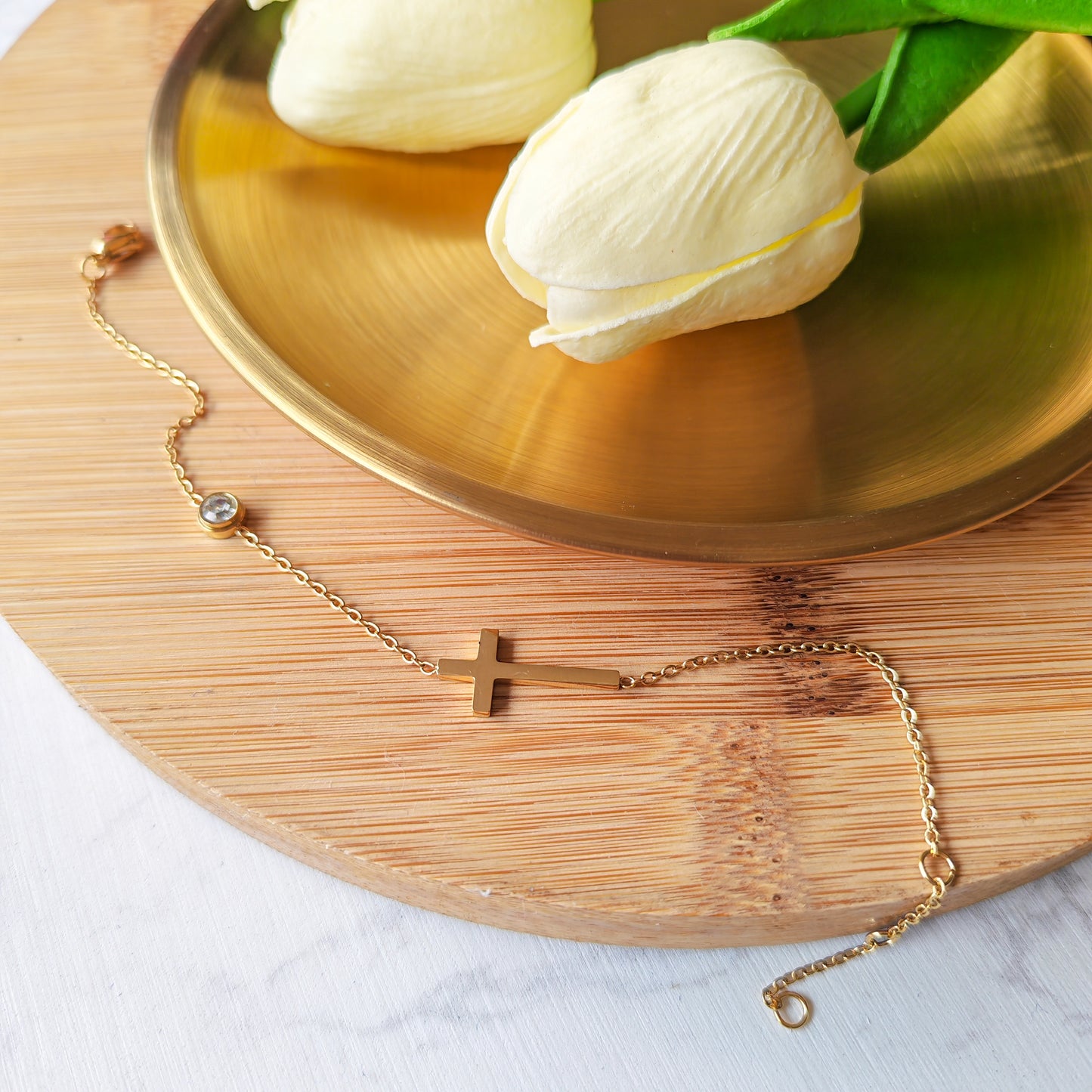 18k Gold plated cross bracelet