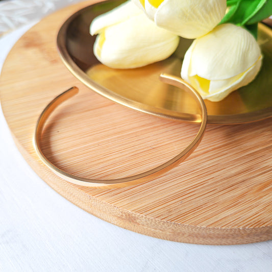 Adjustable gold elegant cuff bangle