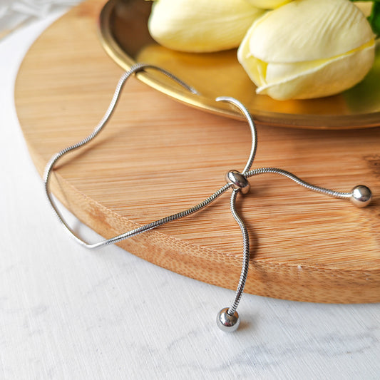 Adjustable SILVER Snake bone Chain Bracelet