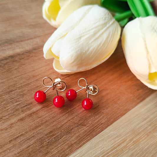 Cherry bow earrings
