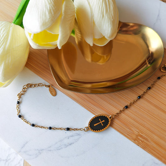 Beaded cross bracelet BLACK