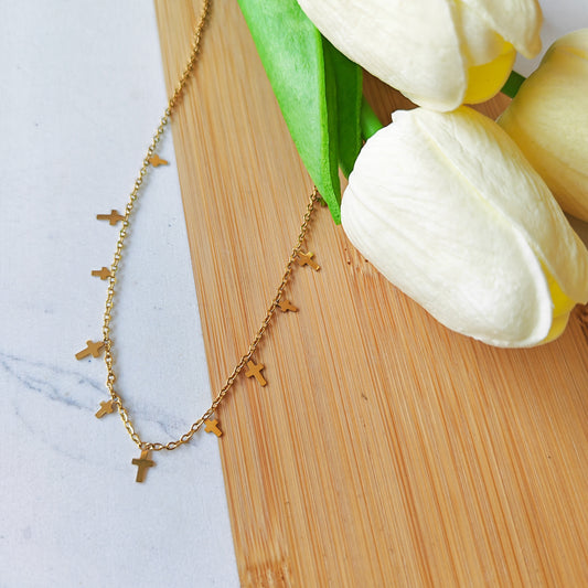 18k Gold minimalist cross charm