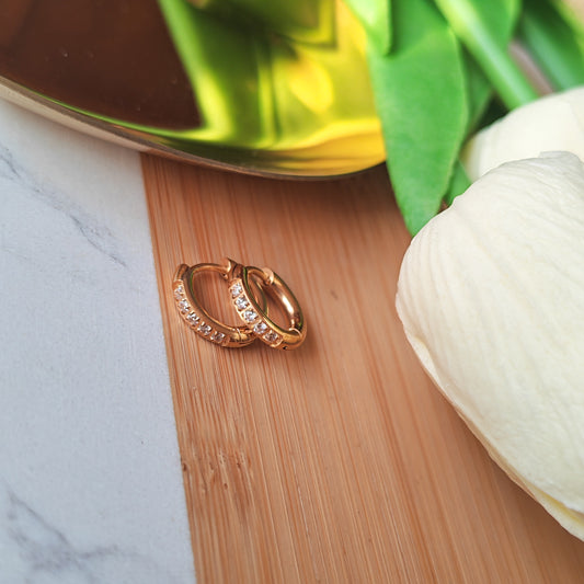 Hoop 8mm Zirconia gold earrings