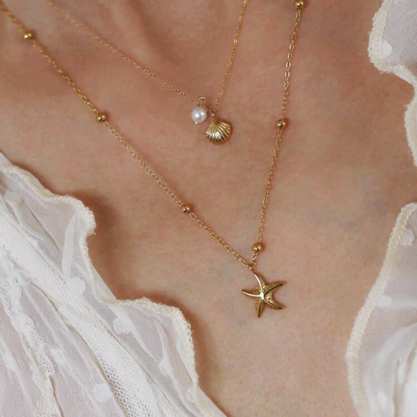 18k Double Layer Beach necklace