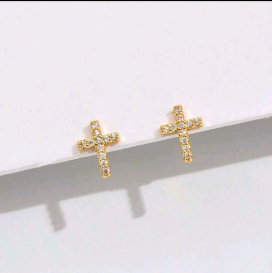 Small stainless steel cross earrings