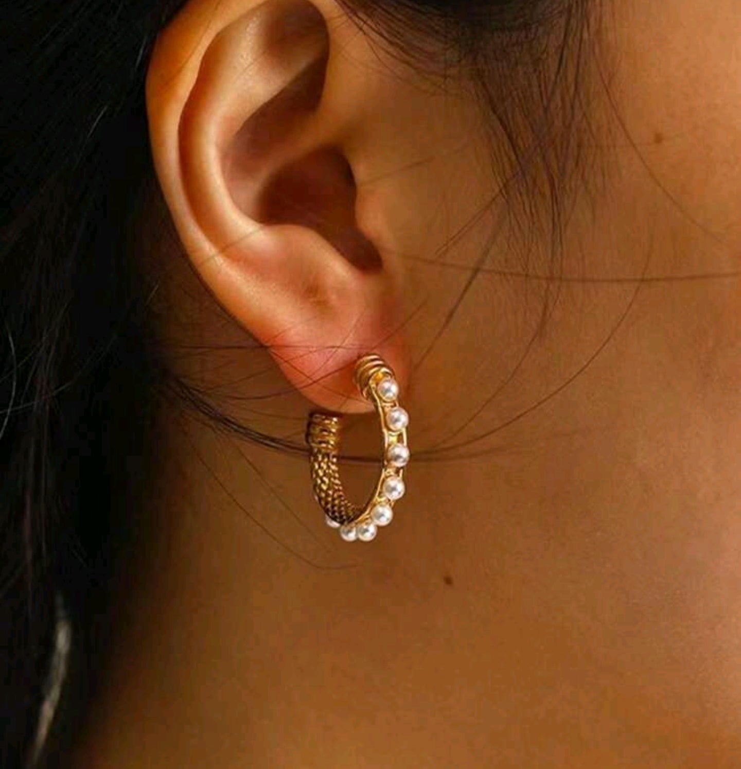 Pearl Hoop Earrings